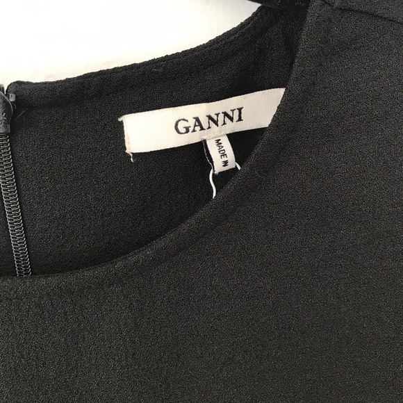 NWOT Ganni Clark Long Sleeve Ruffle Black Dress - Picture 5 of 6